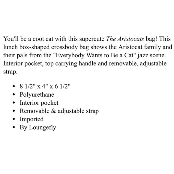 DISNEY‎ ARISTOCATS LUNCHBOX Pink CROSSBODY BAG LOUNGEFLY New - Picture 6 of 7